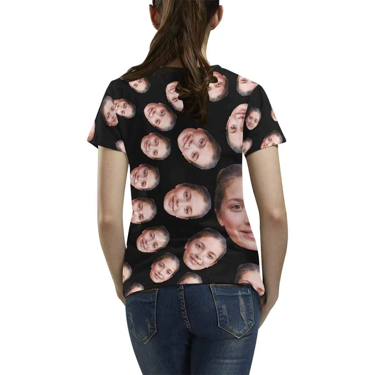 Custom Face Shirts Circle Shape Women's All Over Print T-shirt Gift for Mother's Day