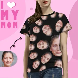 Custom Face Shirts Circle Shape Women's All Over Print T-shirt Gift for Mother's Day
