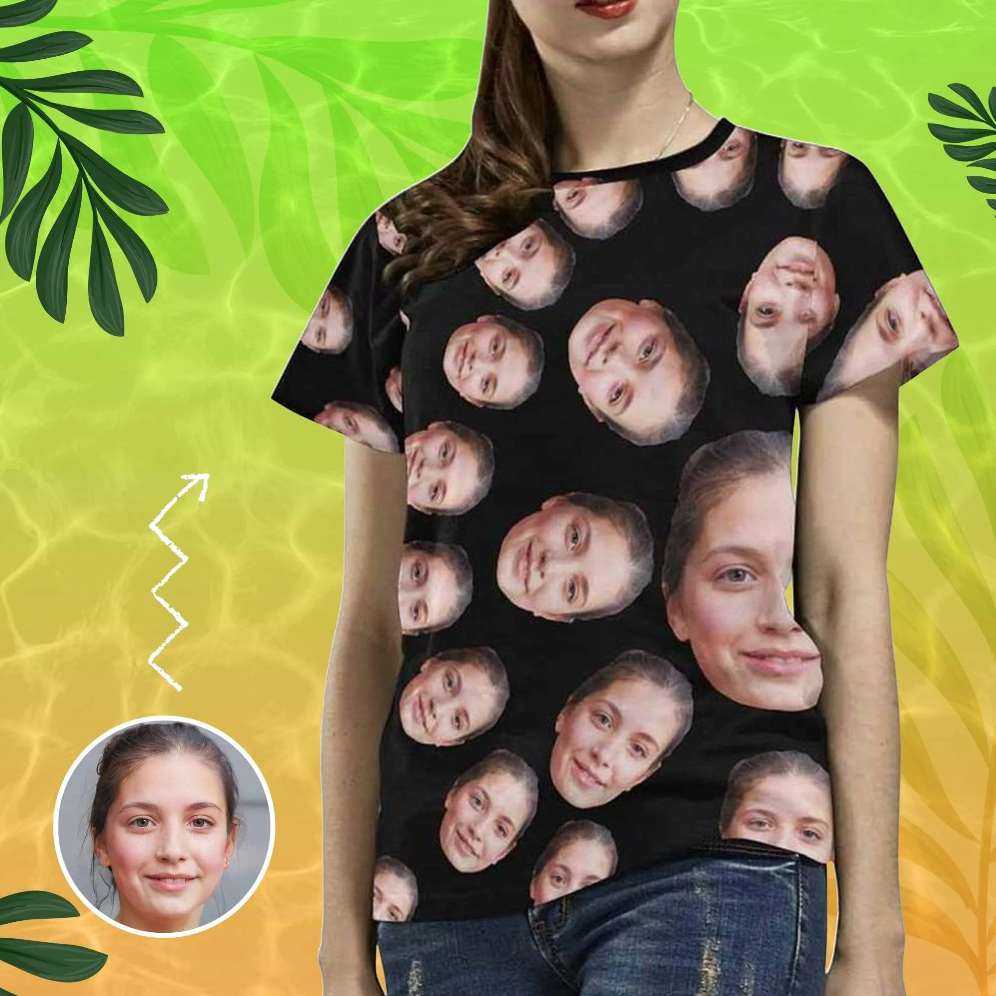 Custom Face Shirts Circle Shape Women's All Over Print T-shirt Gift for Mother's Day