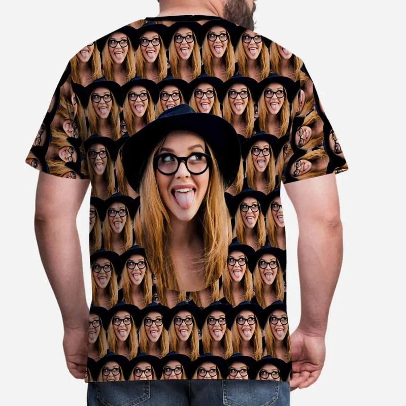 Custom Shirts with Girlfriend Seamless Face Put Your Face on Men's All Over Print T-shirt