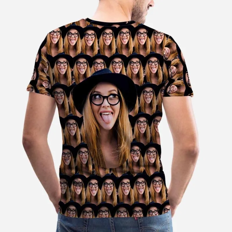 Custom Shirts with Girlfriend Seamless Face Put Your Face on Men's All Over Print T-shirt