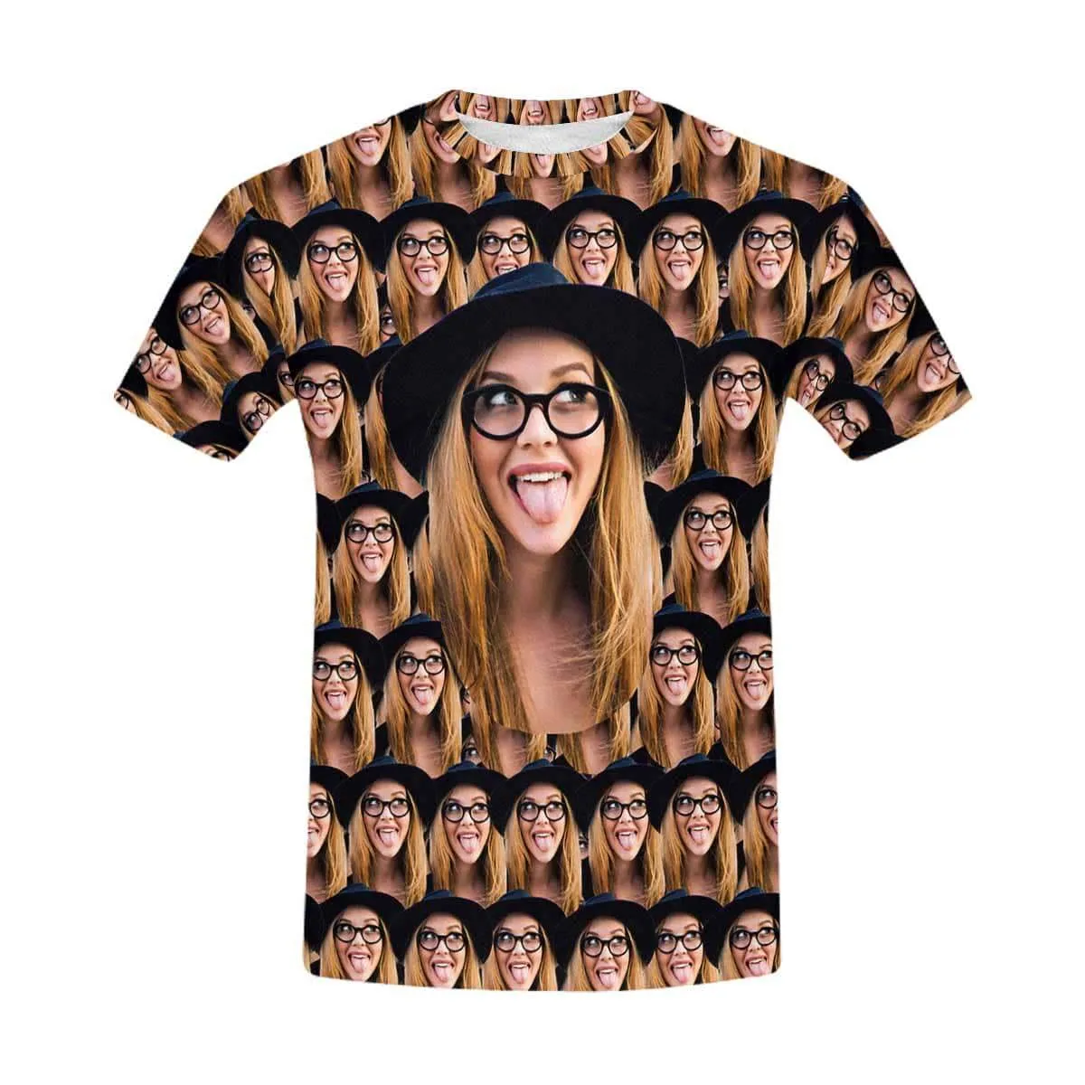 Custom Shirts with Girlfriend Seamless Face Put Your Face on Men's All Over Print T-shirt