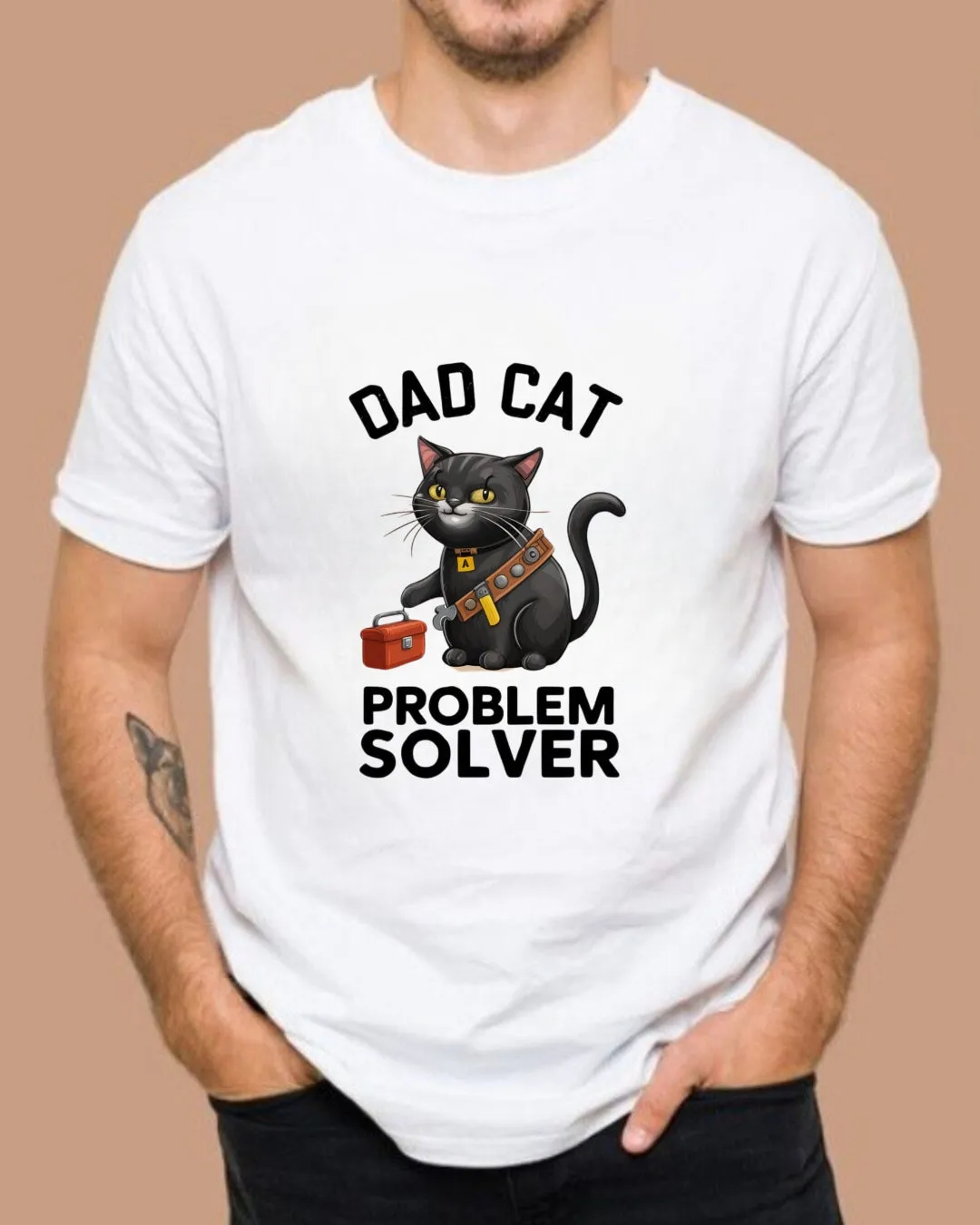 Dad Cat Problem Solver Cotton T-Shirts