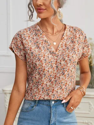 Ditsy Floral V Neck Top