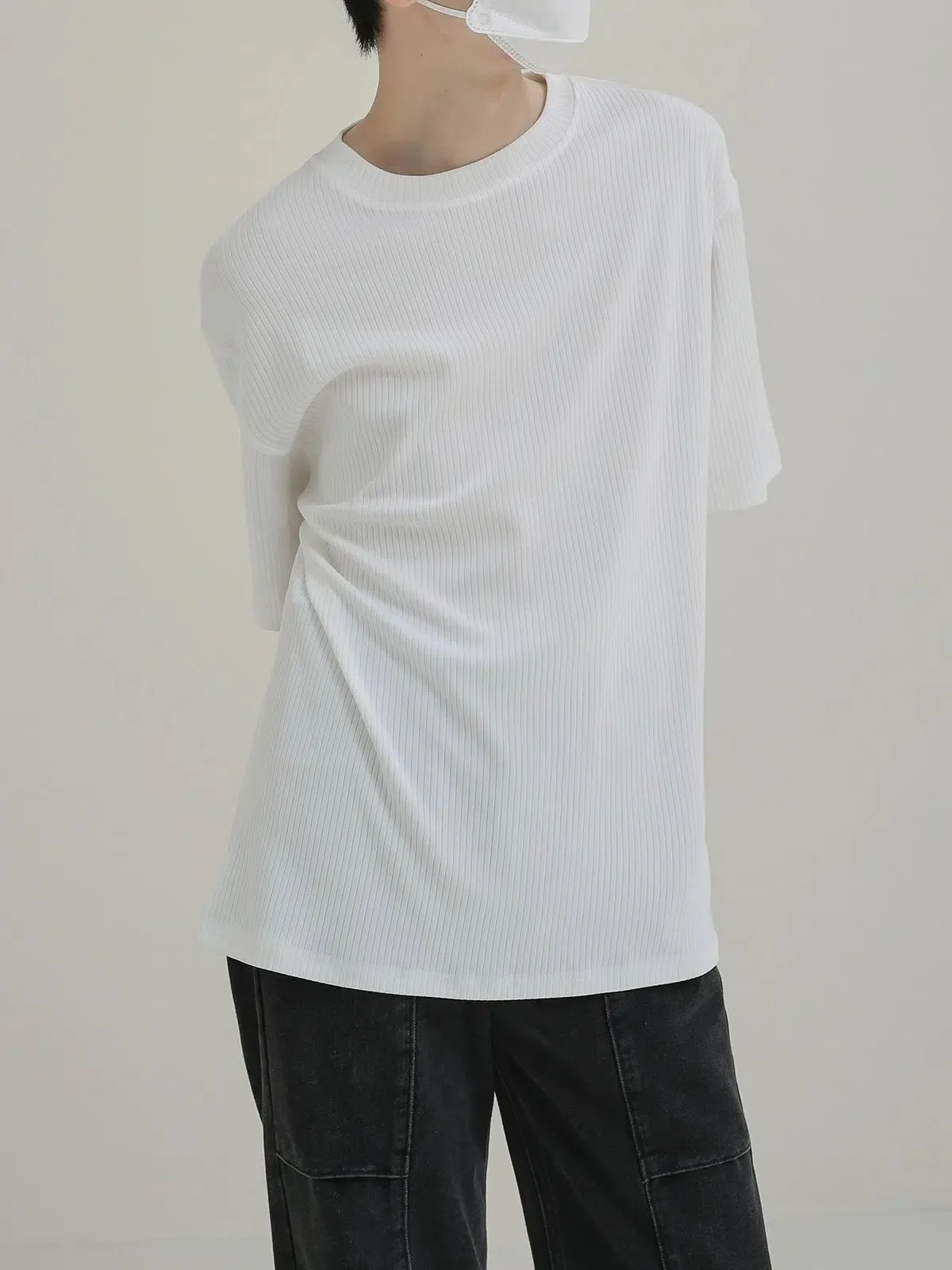 Drape-free Ironing Striped Breathable T-shirt