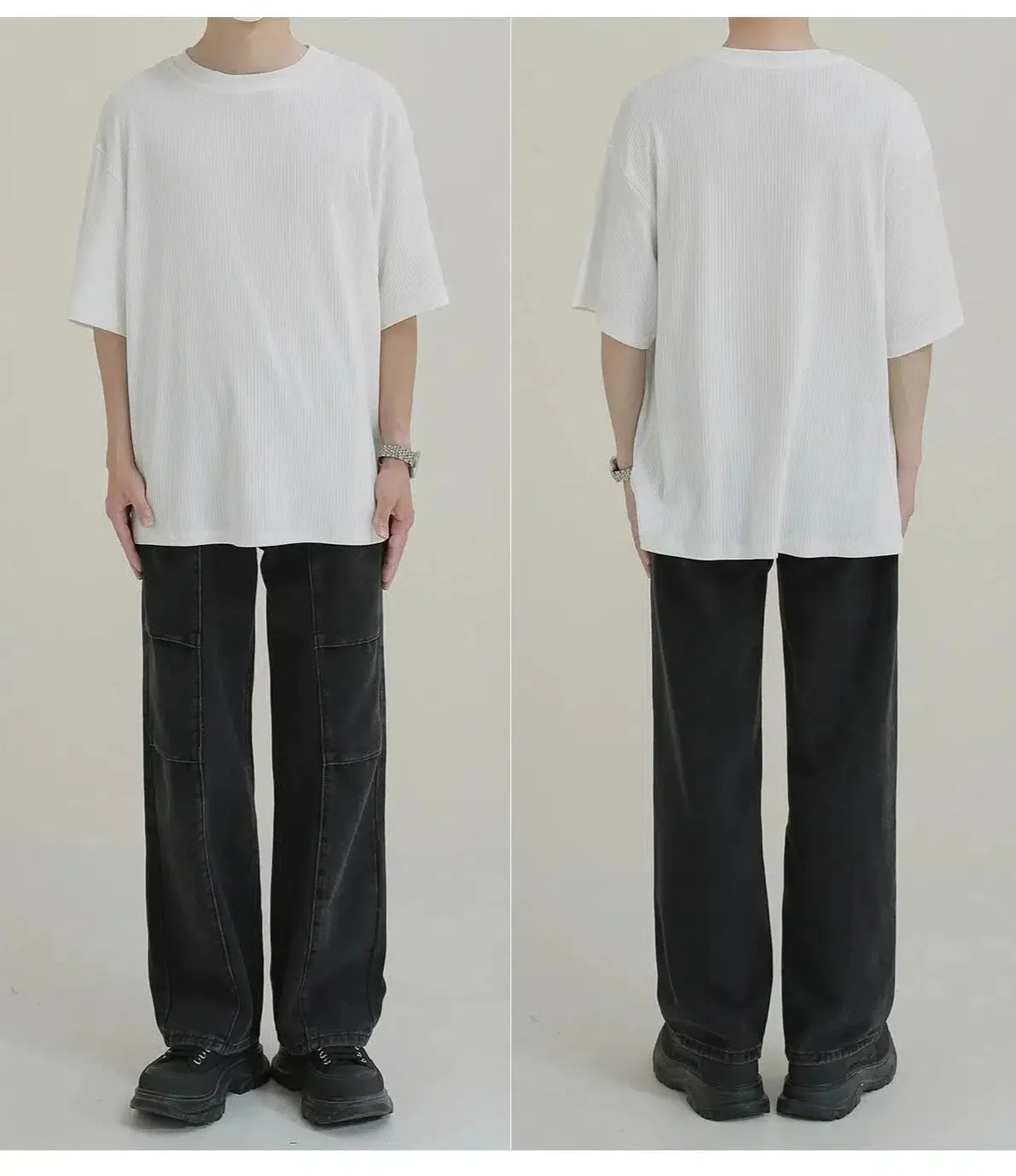 Drape-free Ironing Striped Breathable T-shirt