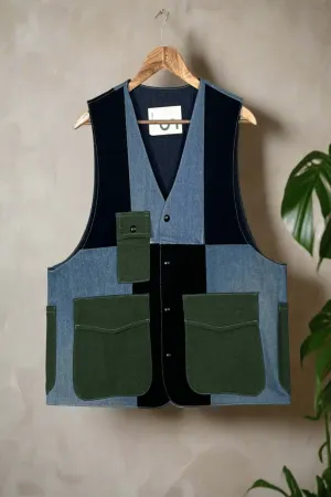 Edgy Upcycled Denim Gilet Jacket