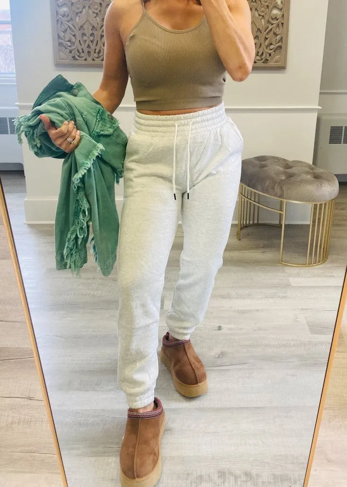 *EVERYDAY DRAWSTRING SWEATS HEATHER GREY