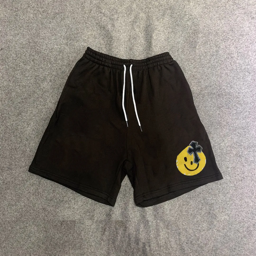 Fashion cross smiley print casual shorts
