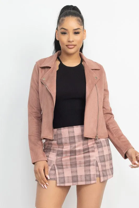 Faux Suede Moto Jacket