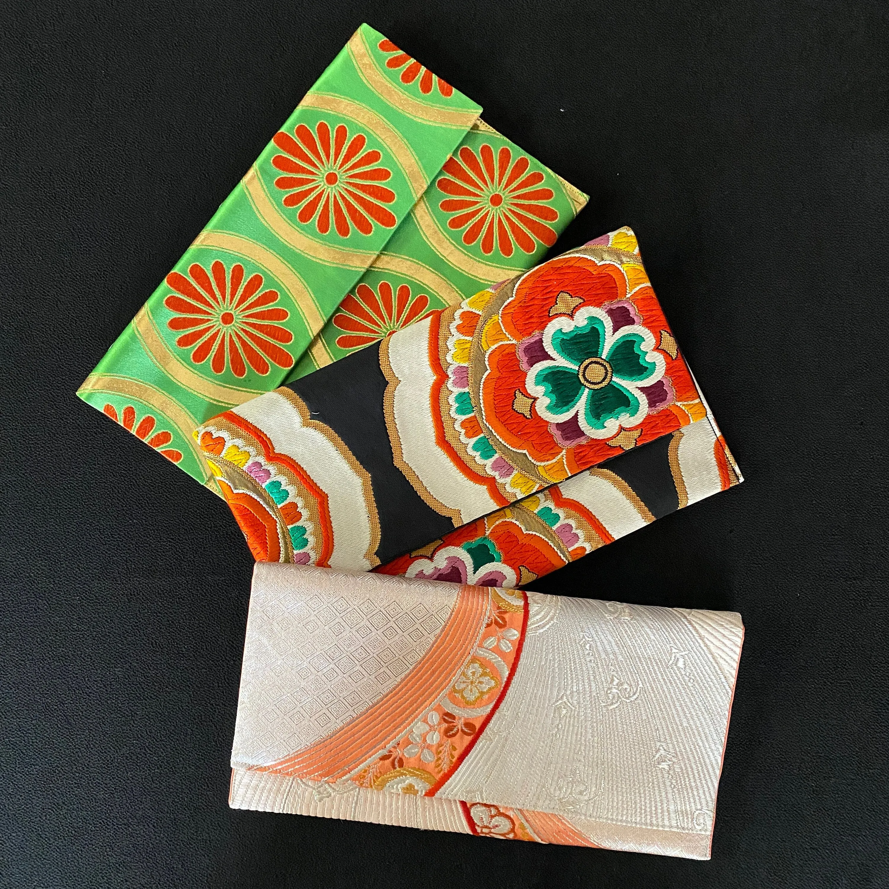 Flat pouch, Envelope clutch, M size, Women's bag, Slim without gusset, Accessory holder, Small item organizer, Japanese Kimono Obi, Unique