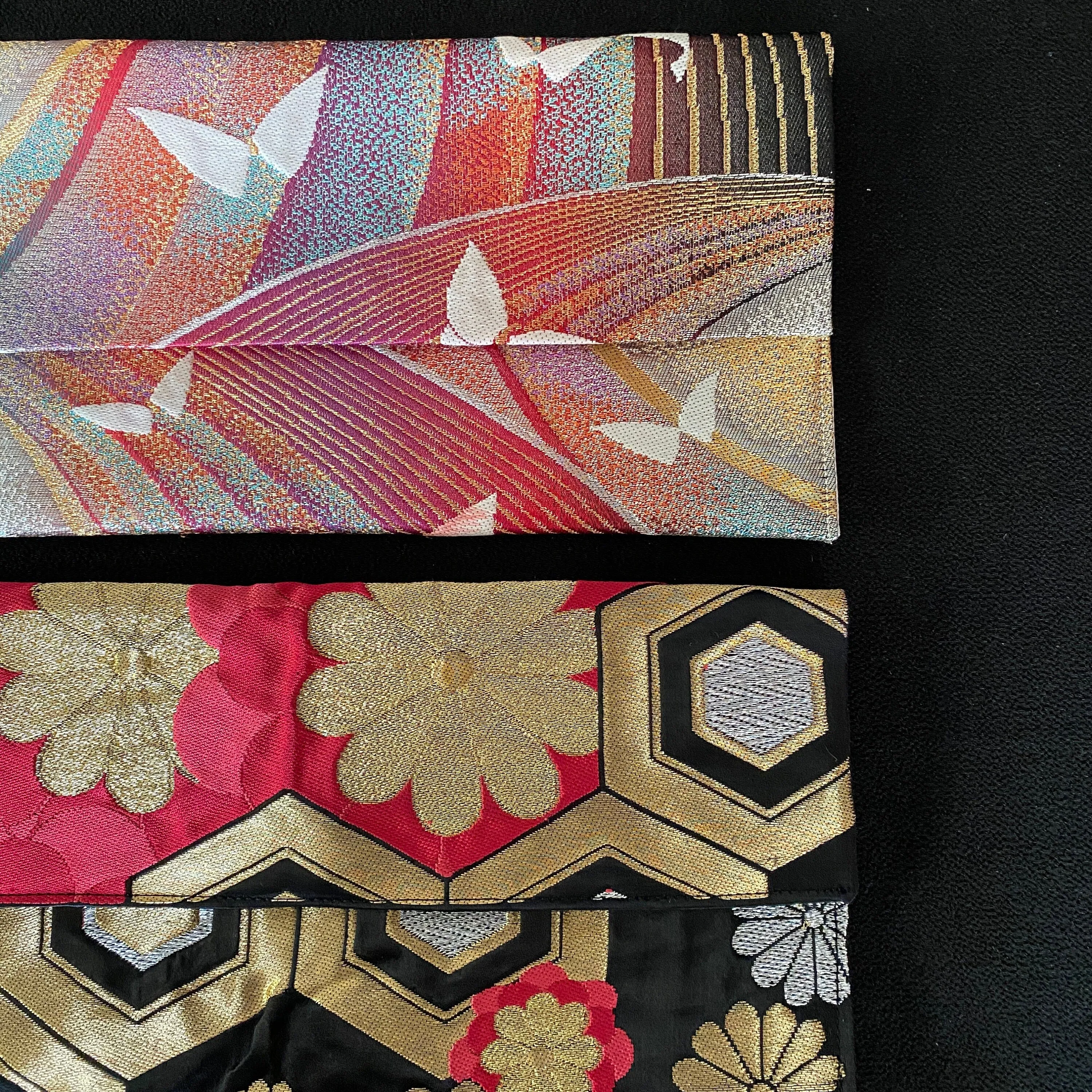 Flat pouch, Envelope clutch, S size, Women's bag, Slim without gusset, Accessory holder, Small item organizer, Japanese Kimono Obi, Unique