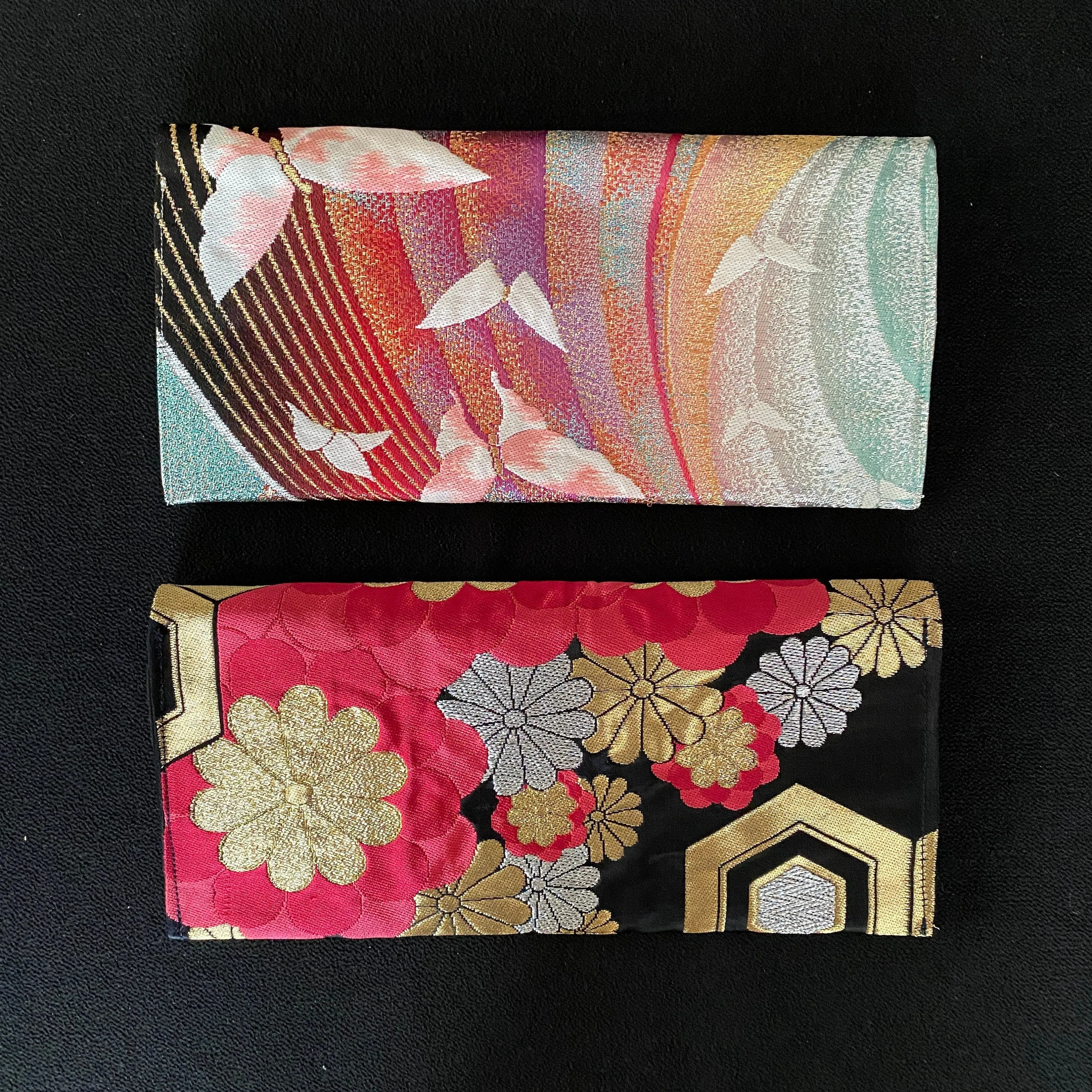 Flat pouch, Envelope clutch, S size, Women's bag, Slim without gusset, Accessory holder, Small item organizer, Japanese Kimono Obi, Unique