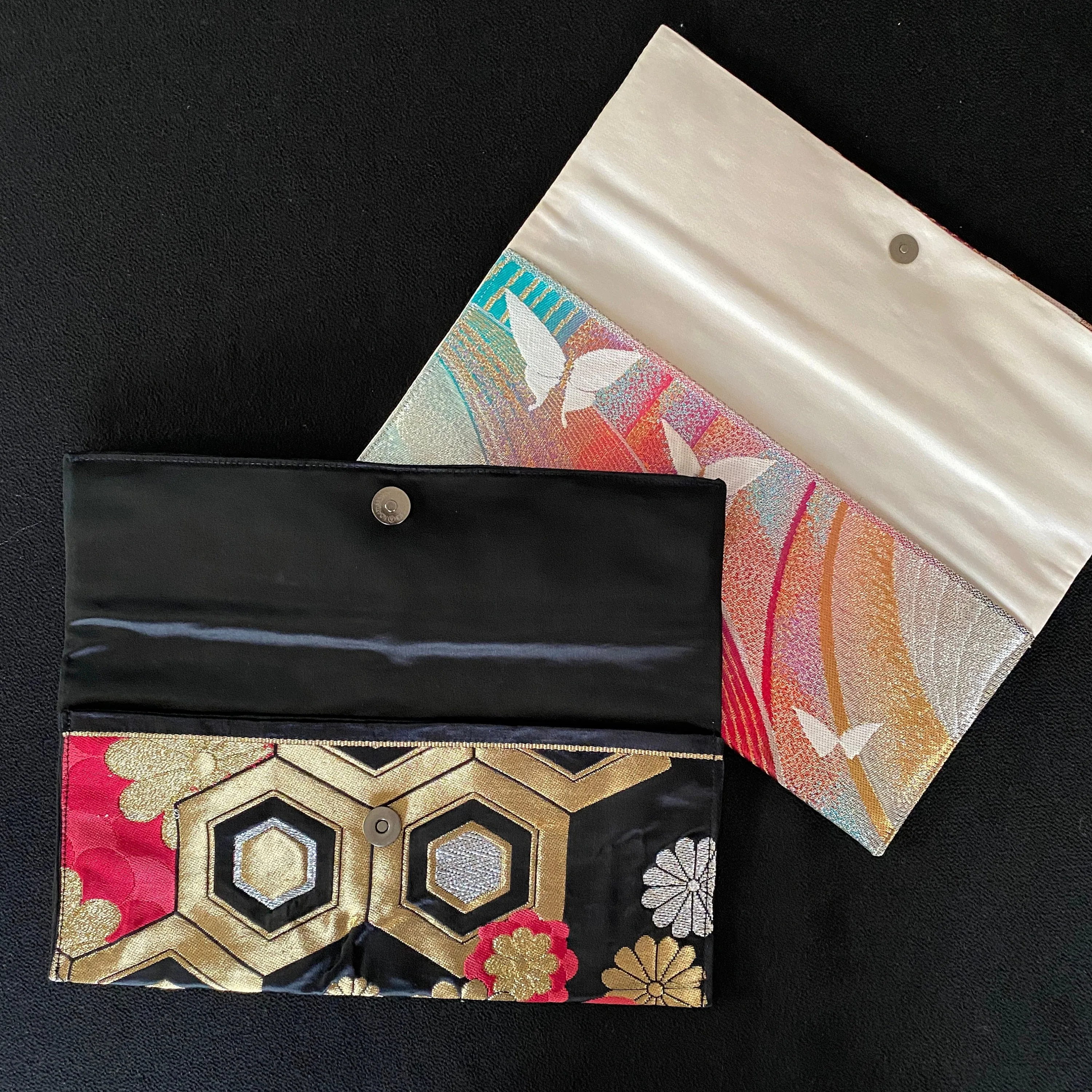 Flat pouch, Envelope clutch, S size, Women's bag, Slim without gusset, Accessory holder, Small item organizer, Japanese Kimono Obi, Unique