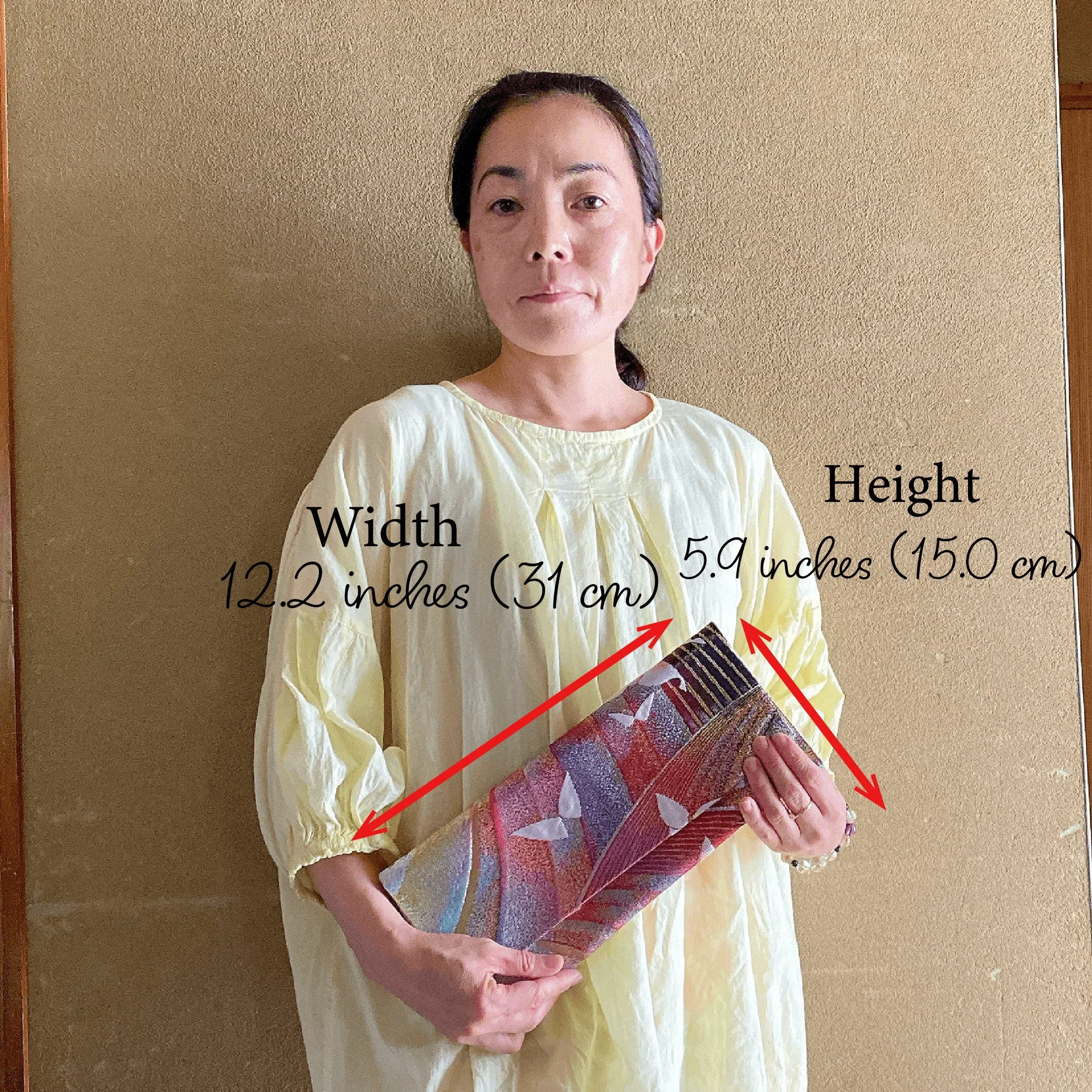 Flat pouch, Envelope clutch, S size, Women's bag, Slim without gusset, Accessory holder, Small item organizer, Japanese Kimono Obi, Unique