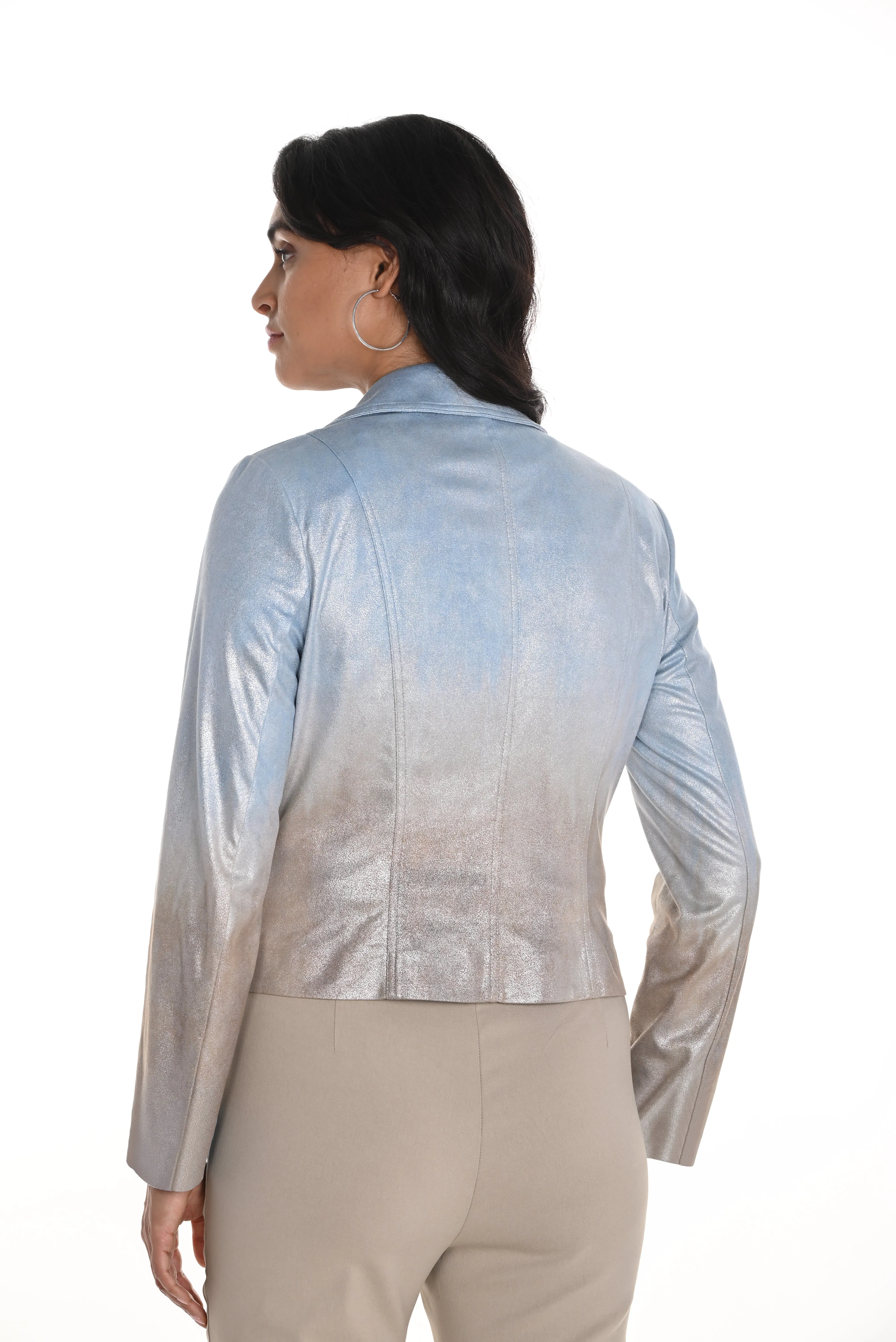 Frank Lyman - Biker Style Jacket - 256799 - Blue/Gold 1 x small left