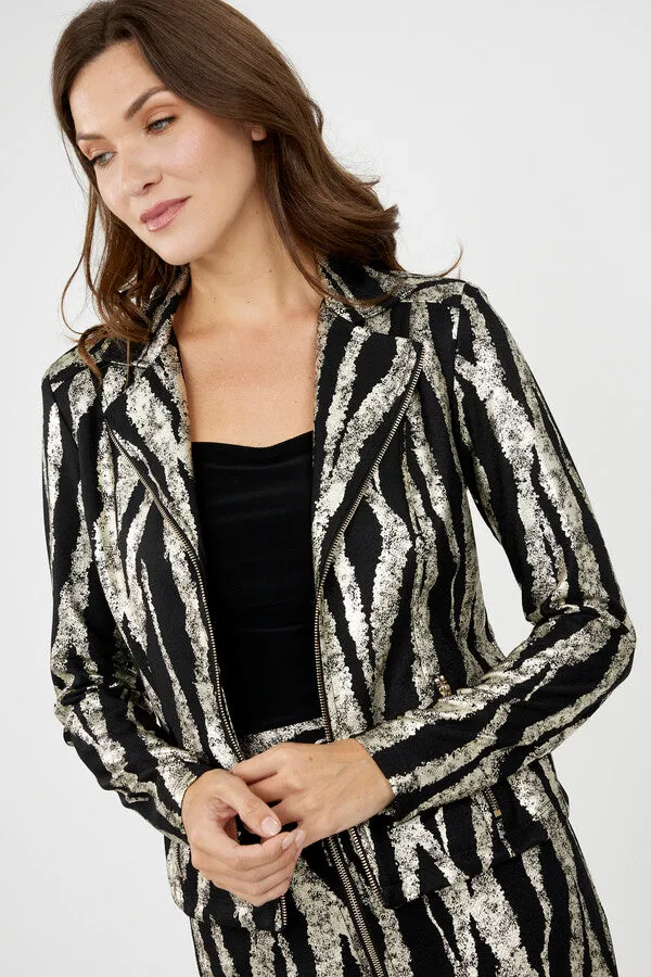Frank Lyman - Zipped Metallic Jacket - 244297 - Black/Gold