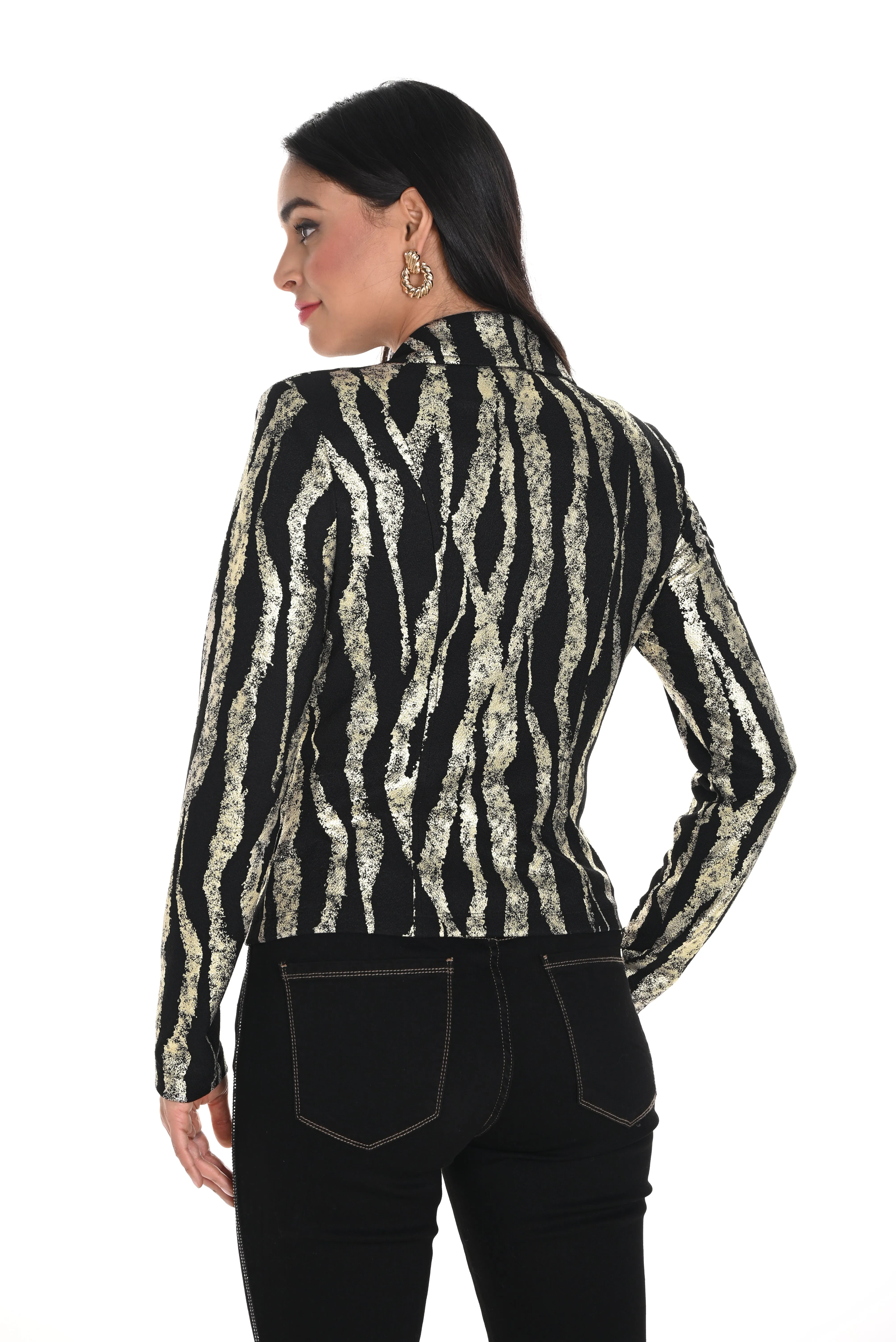 Frank Lyman - Zipped Metallic Jacket - 244297 - Black/Gold