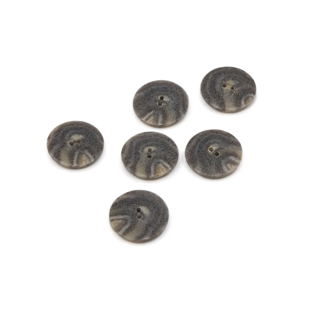 Graphite 25mm Recycled Polyester Buttons - Set of 6