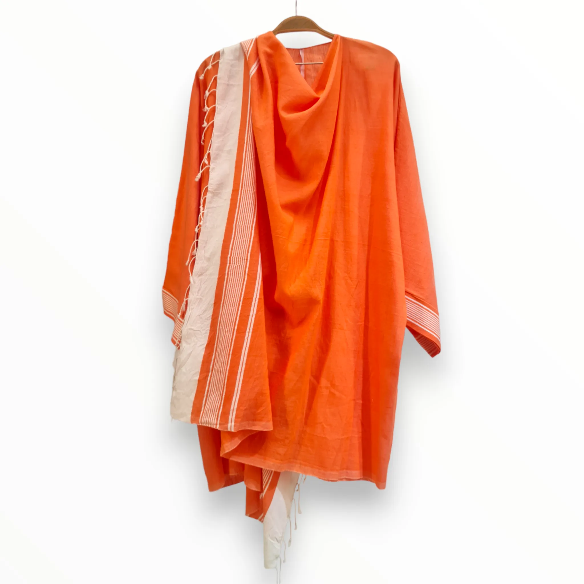 Hand-Woven Natural Cotton Beach Dress Kimono -  Cover Up