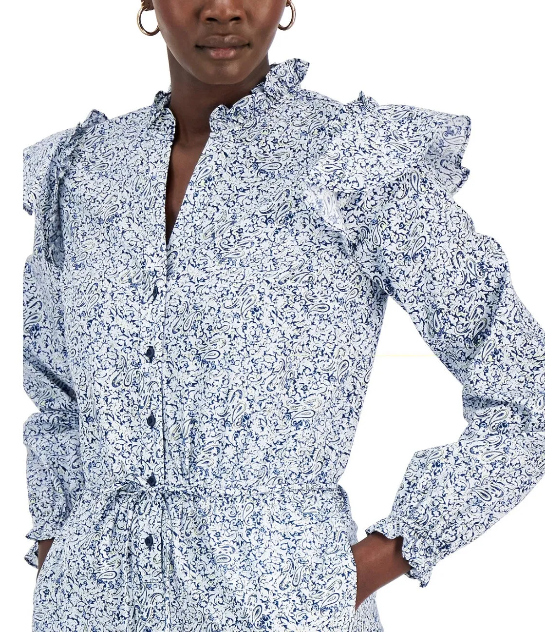 INC International Concepts Women's Printed Jumpsuit Peri Paisley Size M