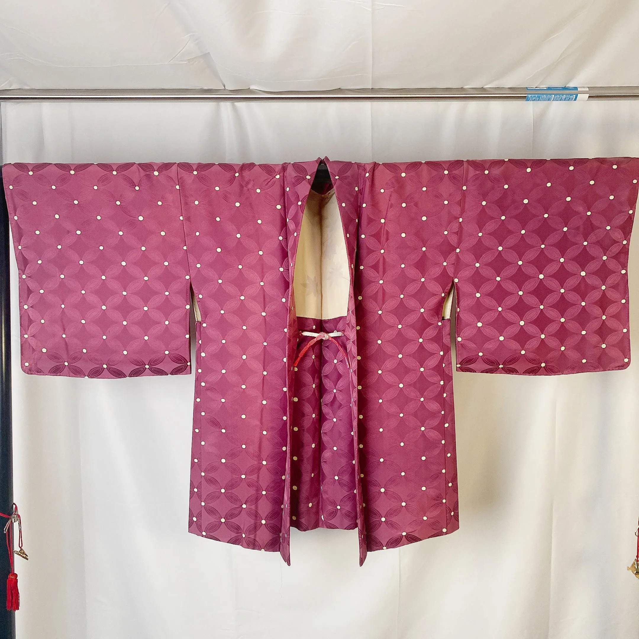Japanese Vintage Haori, As is, Water Stain, Mulberry, Asanoha, Hemp leave motif, Jacket Cardigan,  Versatile top, Kimono, Loungewear-C-8