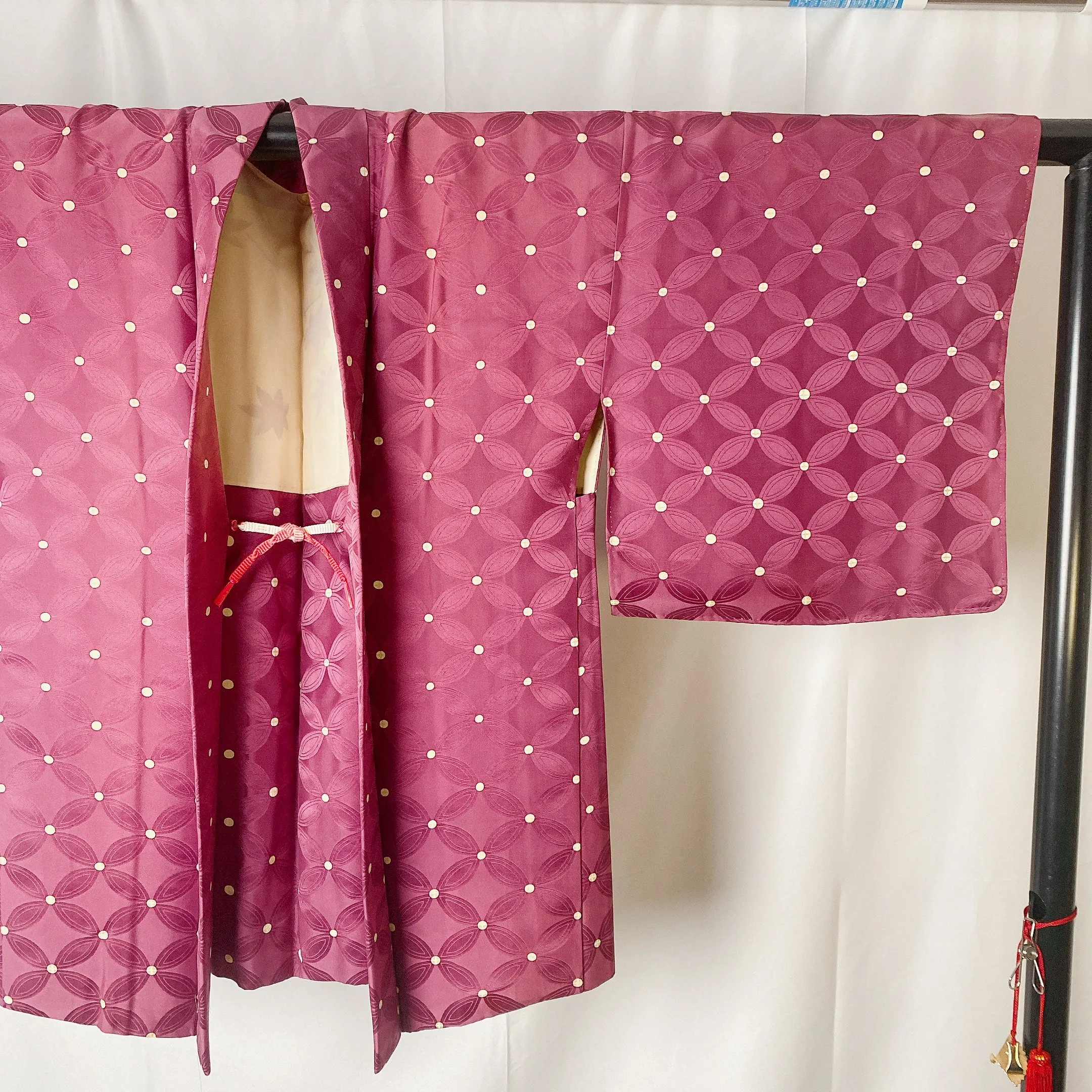 Japanese Vintage Haori, As is, Water Stain, Mulberry, Asanoha, Hemp leave motif, Jacket Cardigan,  Versatile top, Kimono, Loungewear-C-8