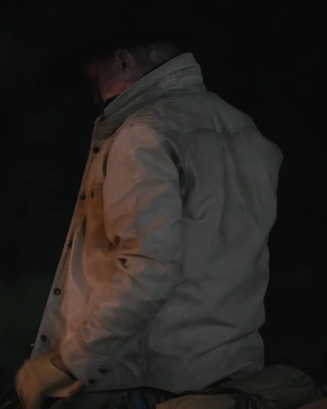 John Dutton Yellowstone White Leather Jacket S05