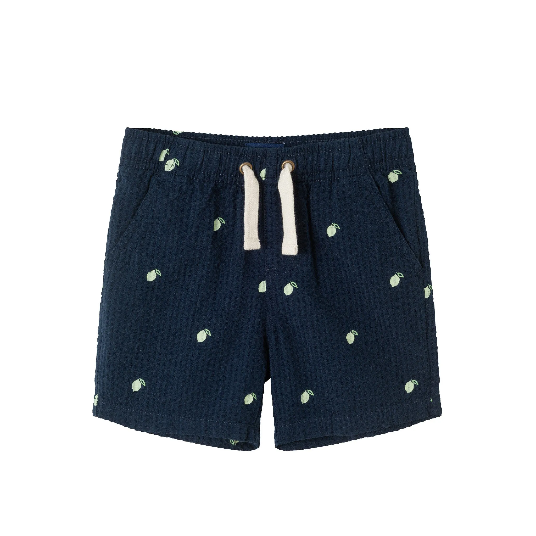 Kids (2-8) Polo & Seersucker Short Set | Navy & White Limes