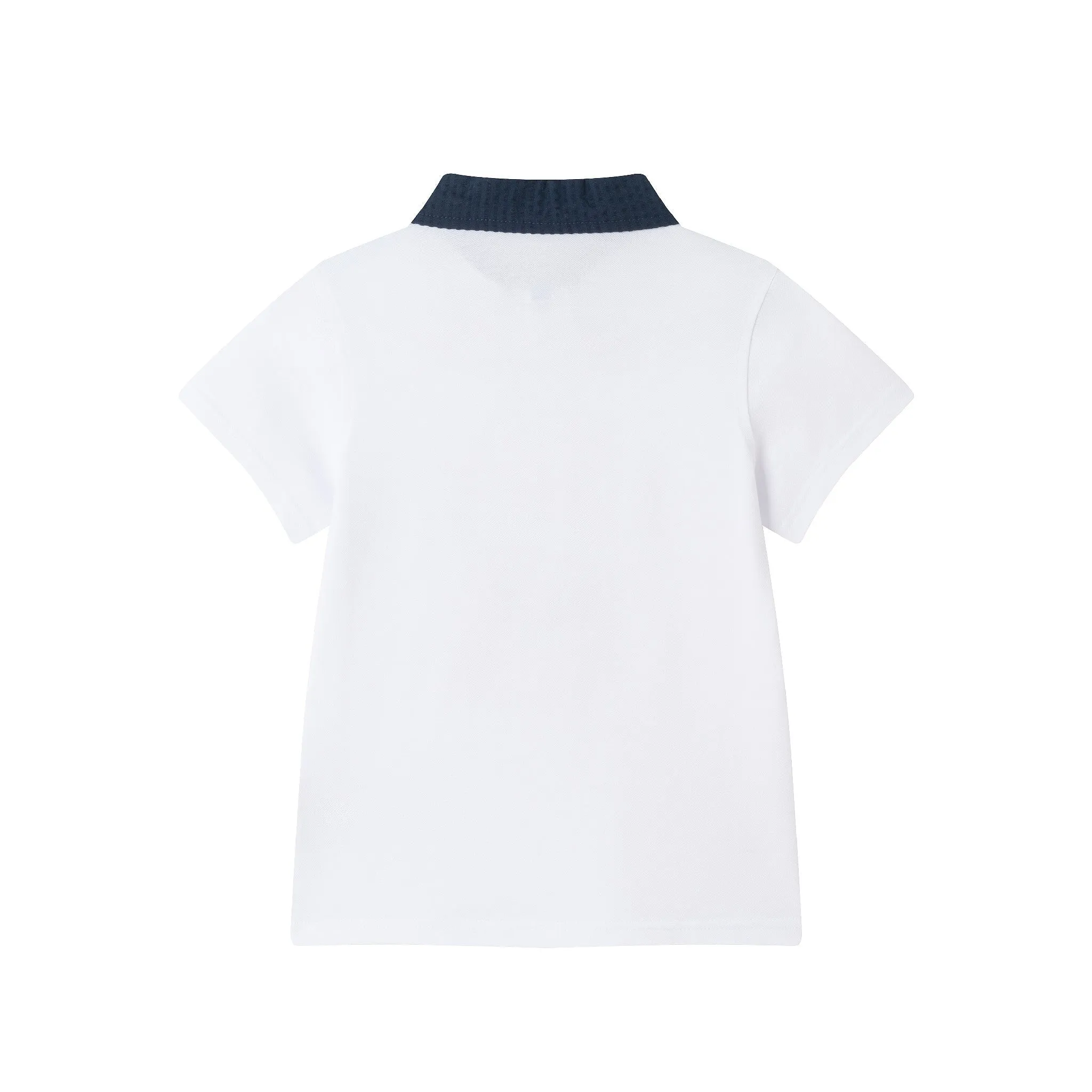 Kids (2-8) Polo & Seersucker Short Set | Navy & White Limes