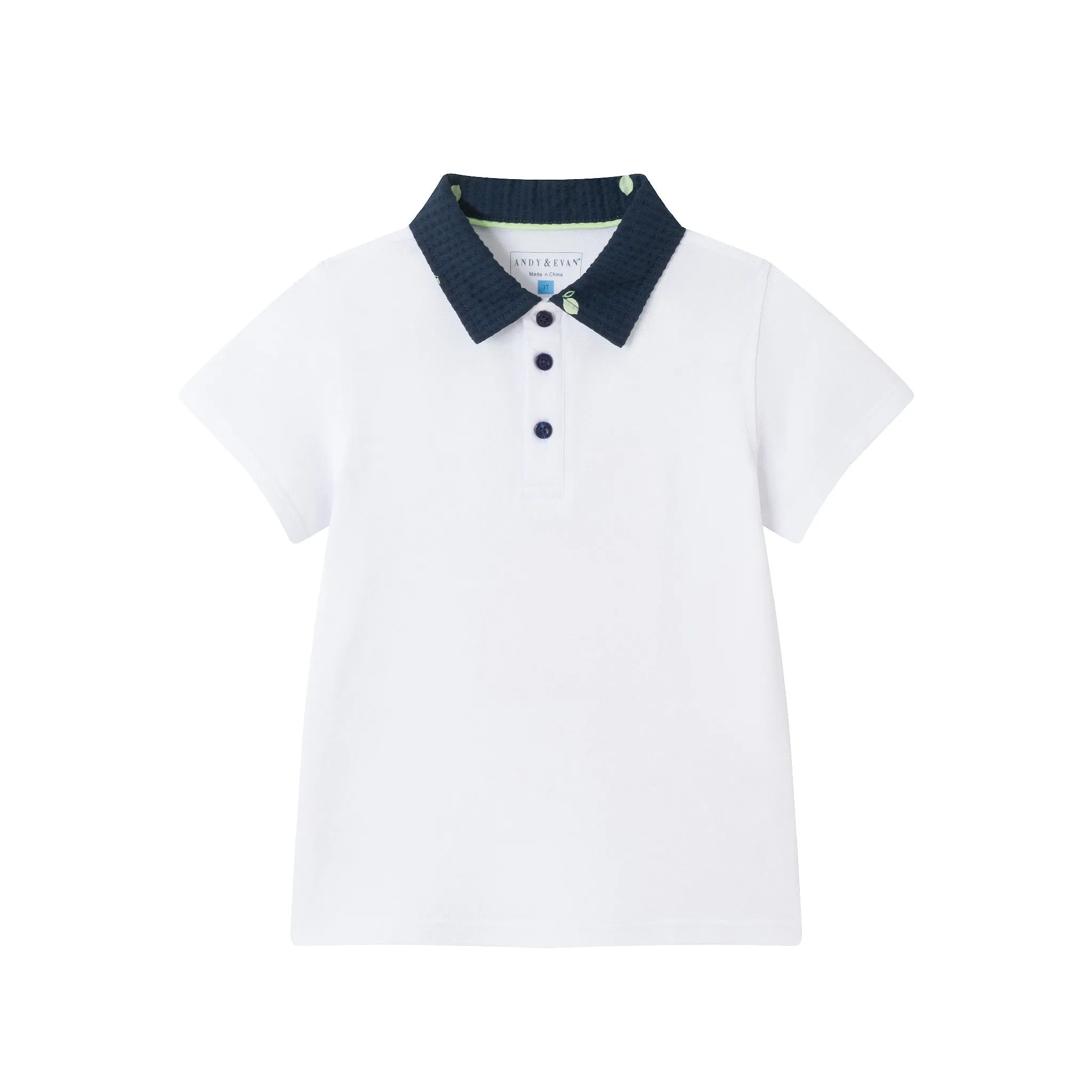 Kids (2-8) Polo & Seersucker Short Set | Navy & White Limes