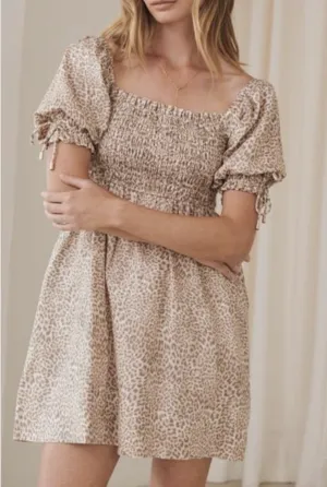 Kivari Linen Animal Print Mini Dress