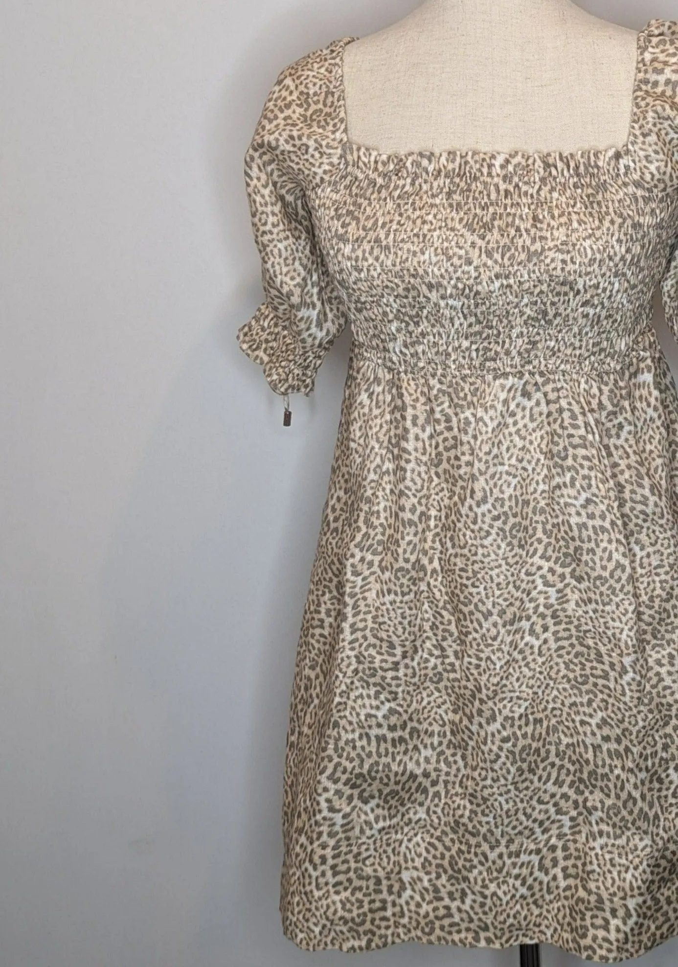 Kivari Linen Animal Print Mini Dress