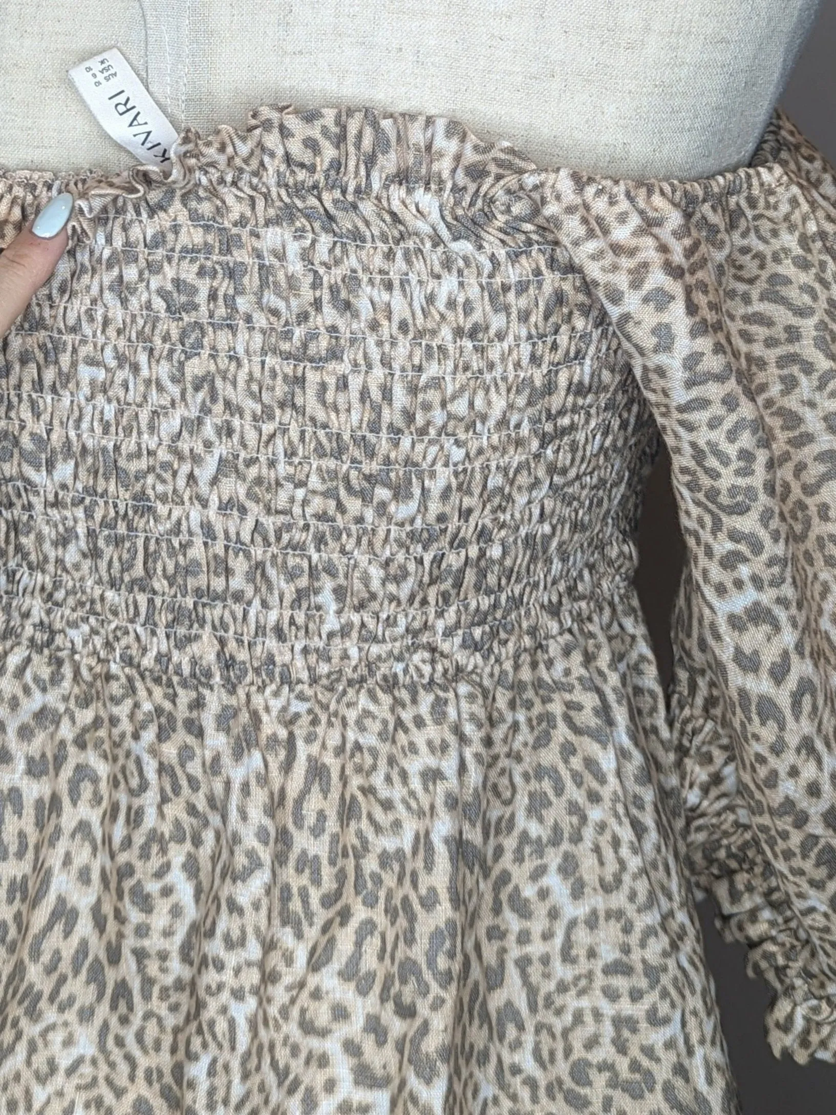 Kivari Linen Animal Print Mini Dress