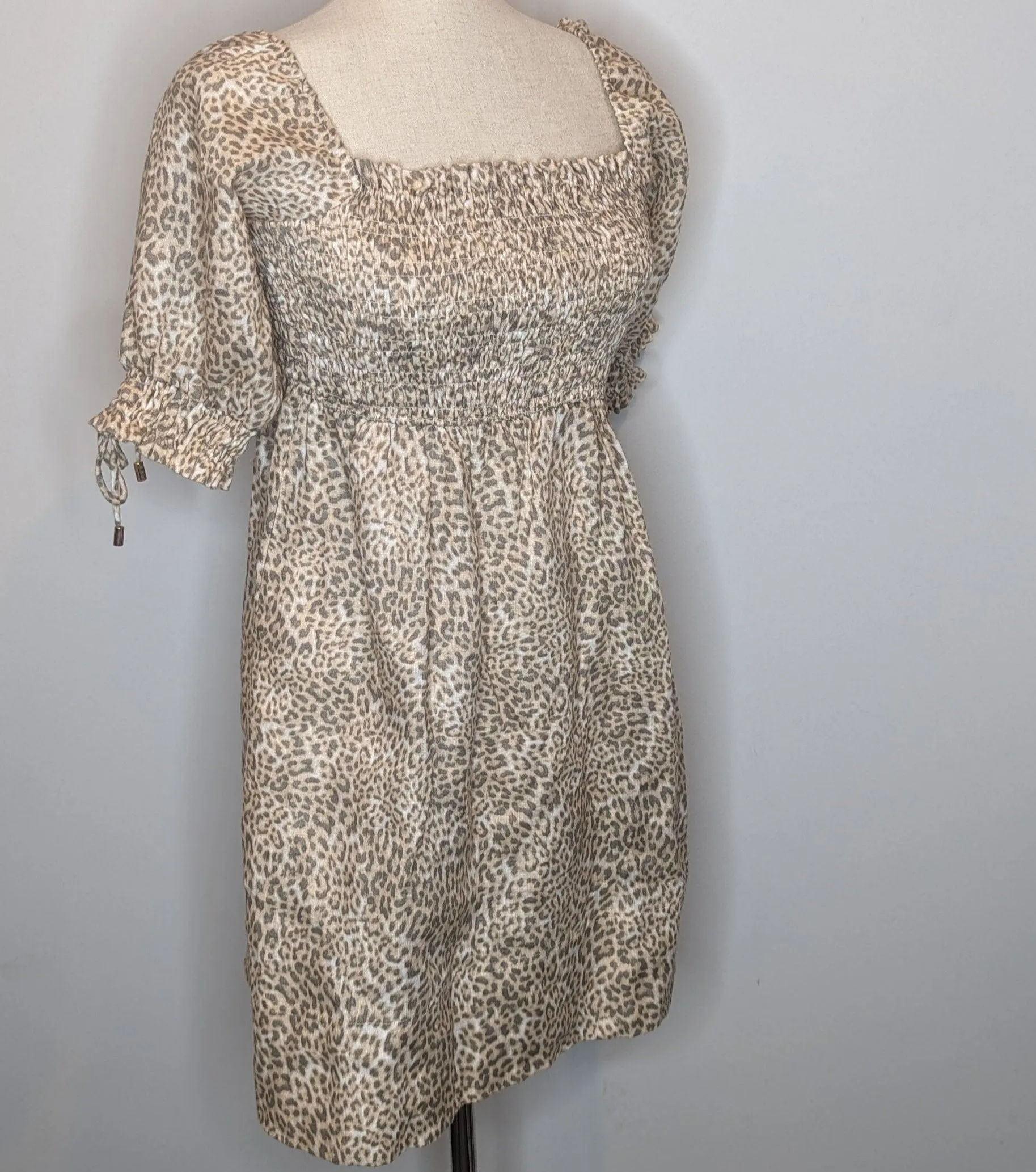 Kivari Linen Animal Print Mini Dress