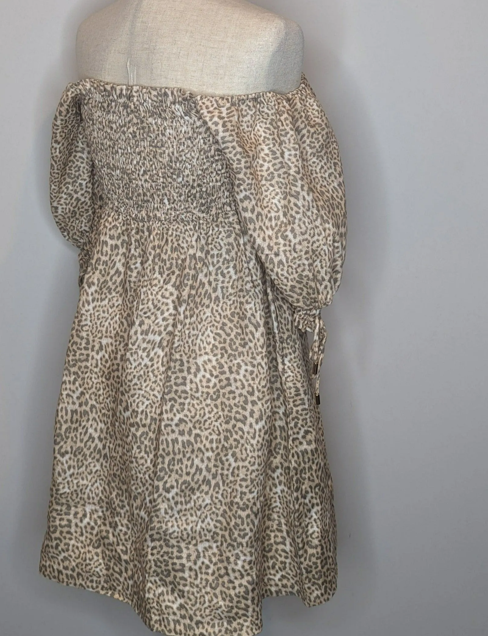 Kivari Linen Animal Print Mini Dress