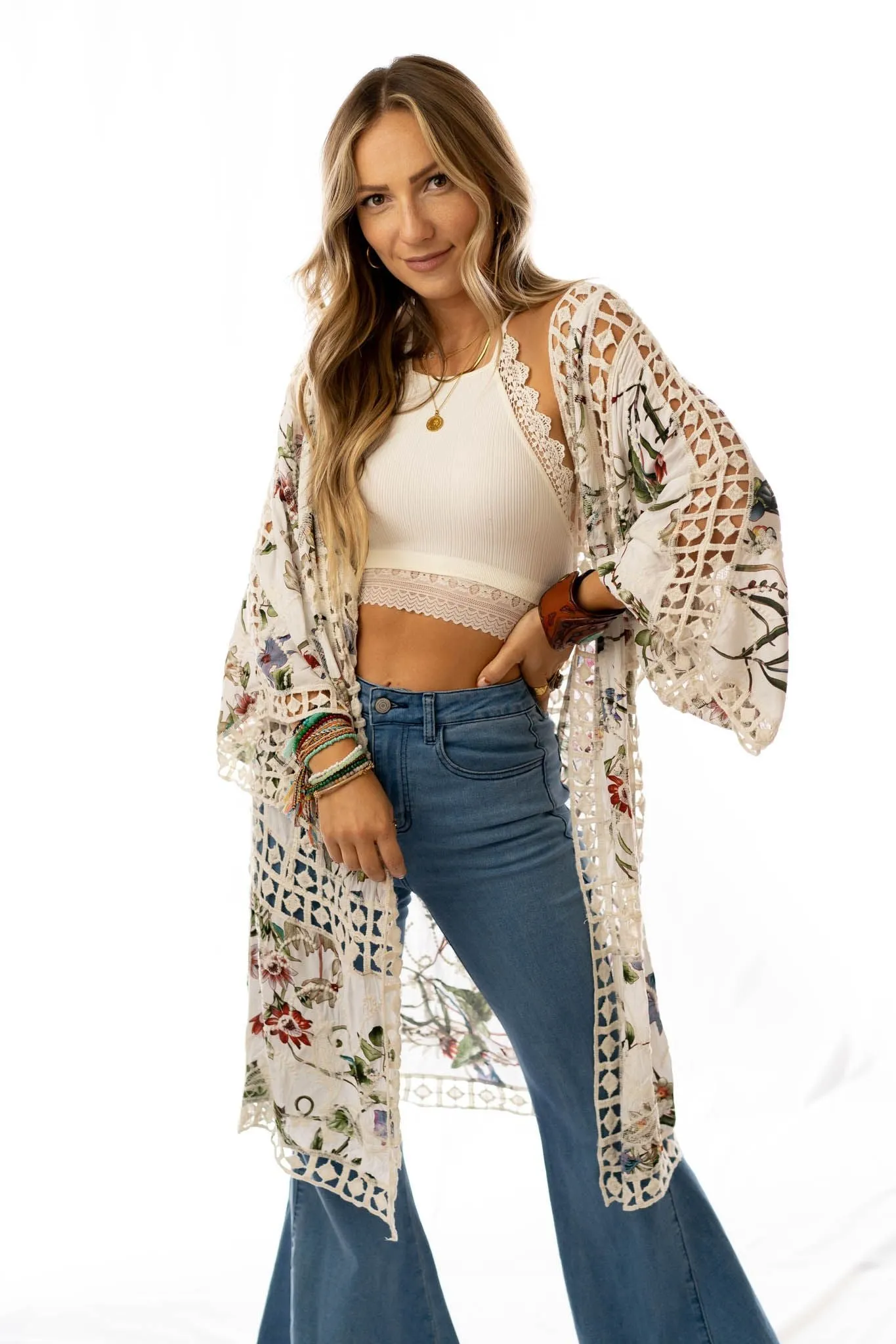 Let's Get Tropical Kimono - Ivory