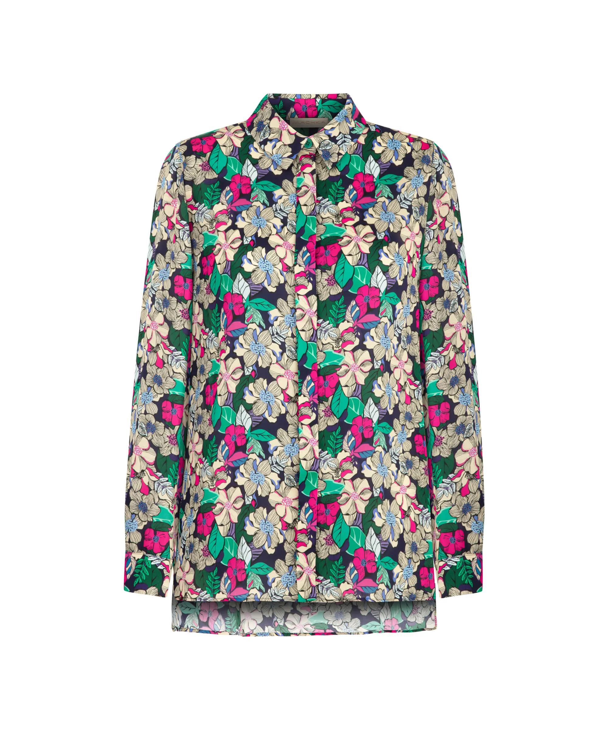 Machka Floral Pattern Oversize Shirt Green