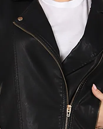 Madalyn Faux Leather Moto Jacket | Black