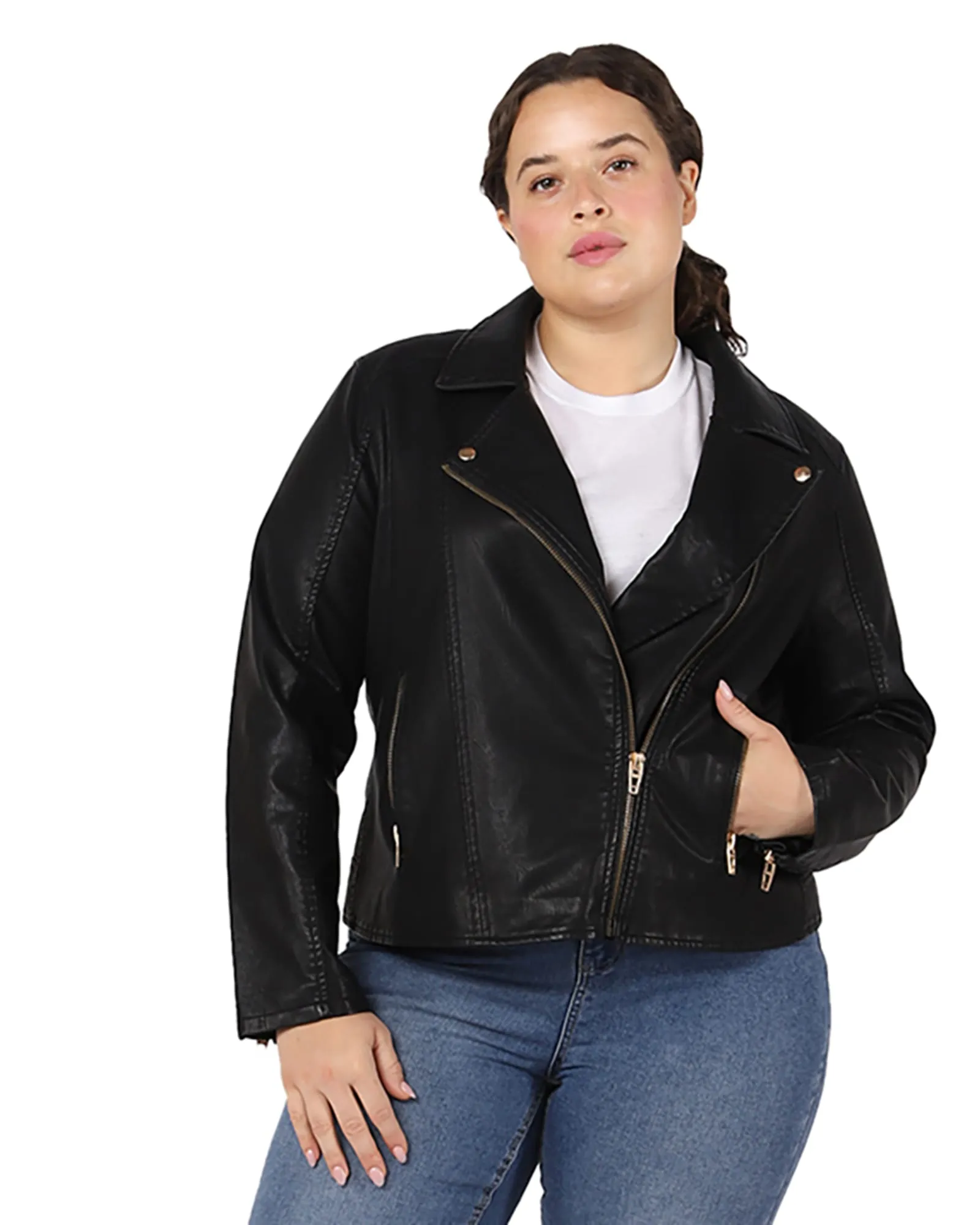 Madalyn Faux Leather Moto Jacket | Black