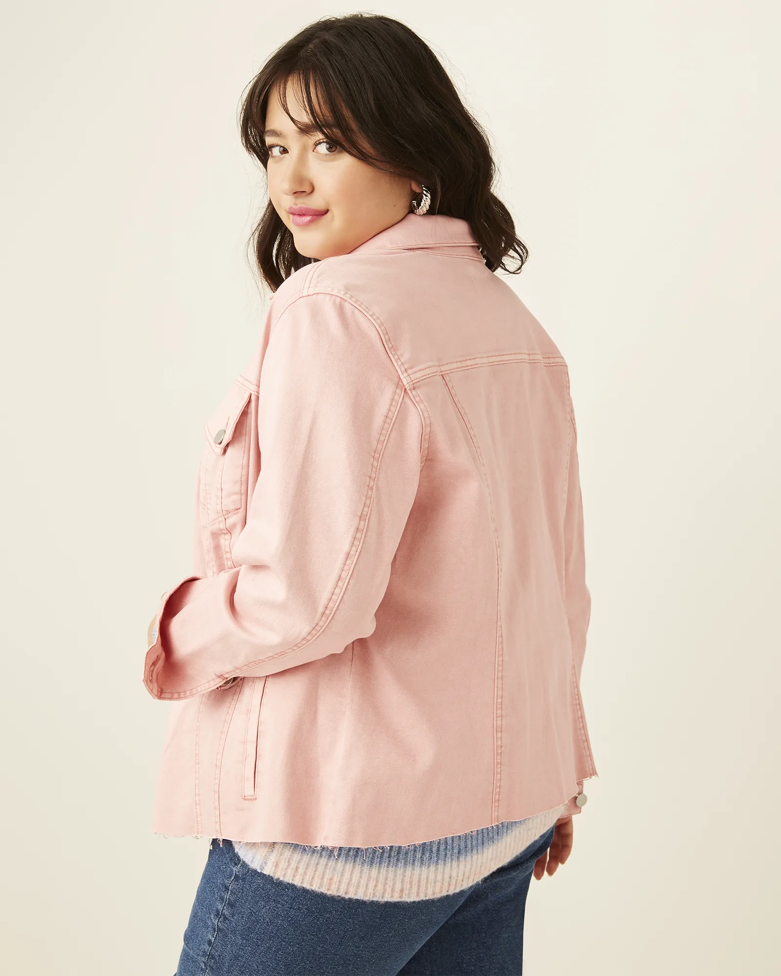 Martha Raw-Hem Denim Jacket | Mauve