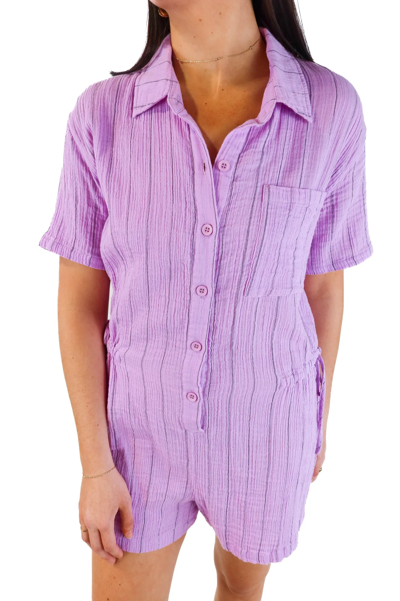Monrow Lavender Romper (M; retail $138)