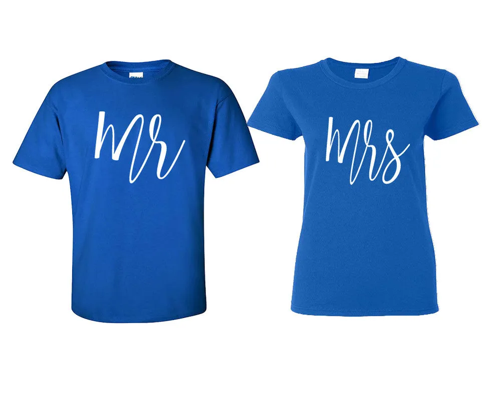 Mr & Mrs Couple Matching T-Shirts – Classic Cotton Tees Sold Separately in Various Sizes & Colors | Unique Heat Press Designs