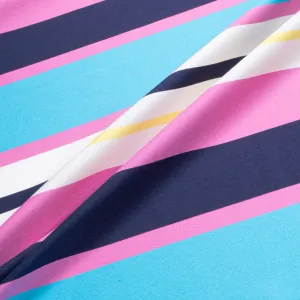Multi-Coloured Striped Viscose Blend Shantung