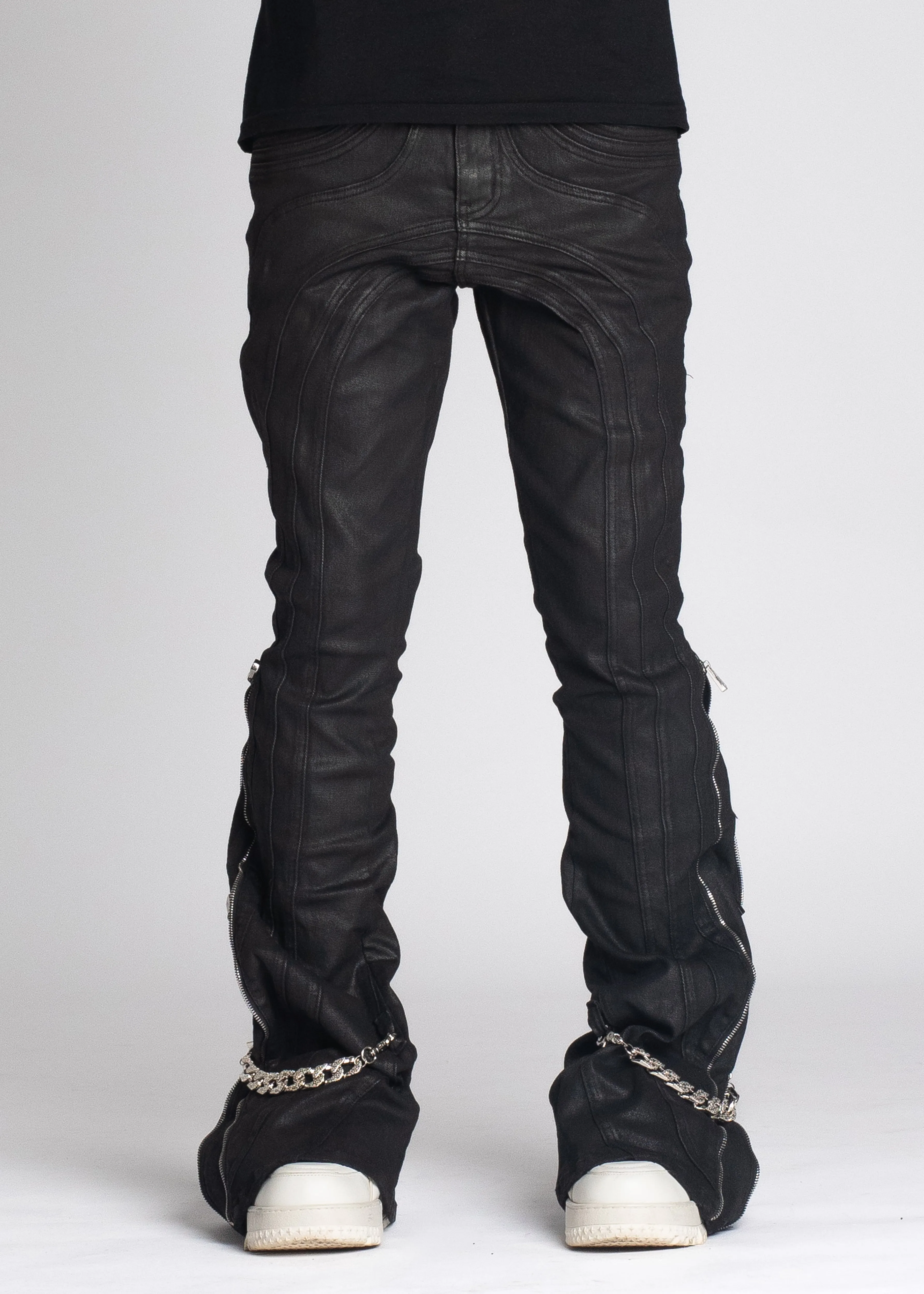 Obsidian Black Waxed Chain Denim