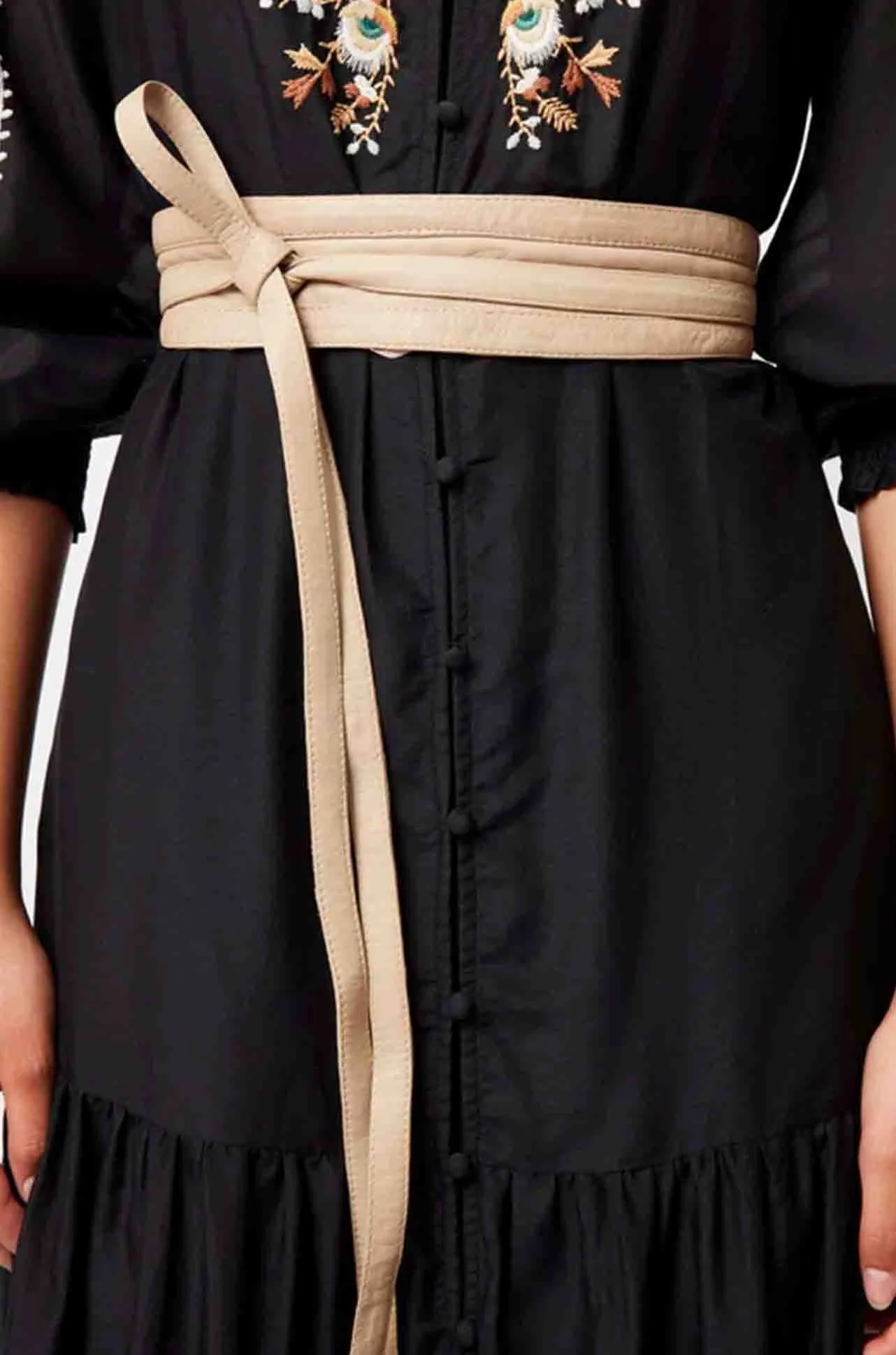 Once Was - Milton Leather Wrap Belt in Oatmeal