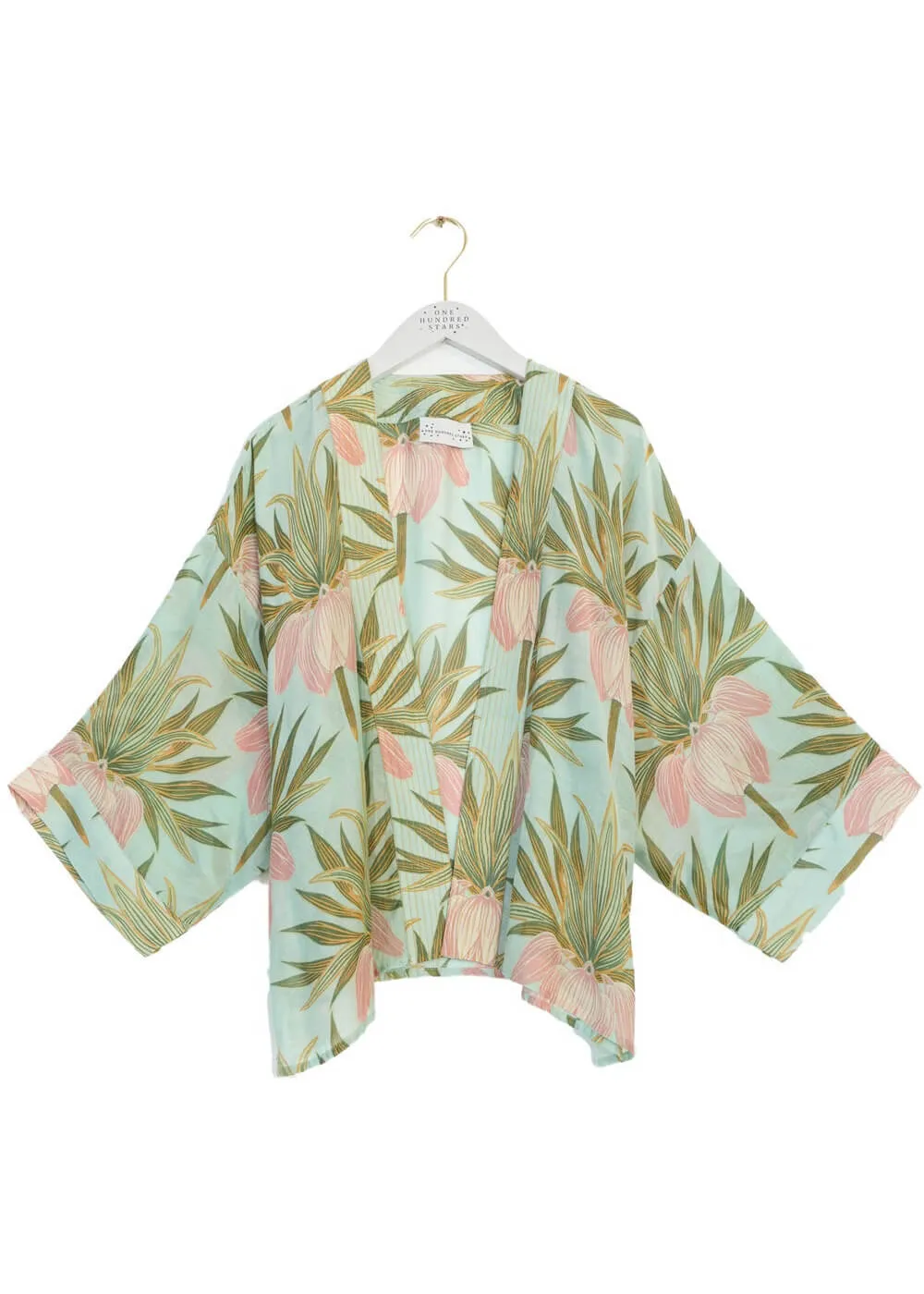 One Hundred Stars Deco Bud Short Kimono Aqua