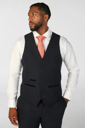 Oscar - Men's Navy Tweed Waistcoat