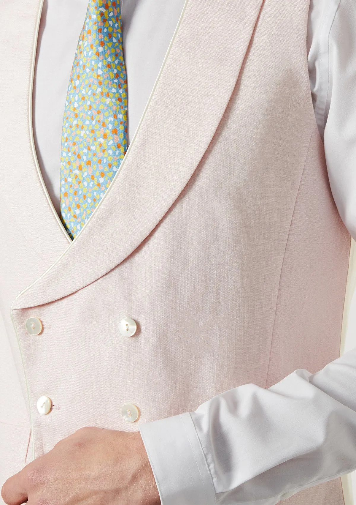 Pale Pink Shawl Lapel Double Breasted Waistcoat