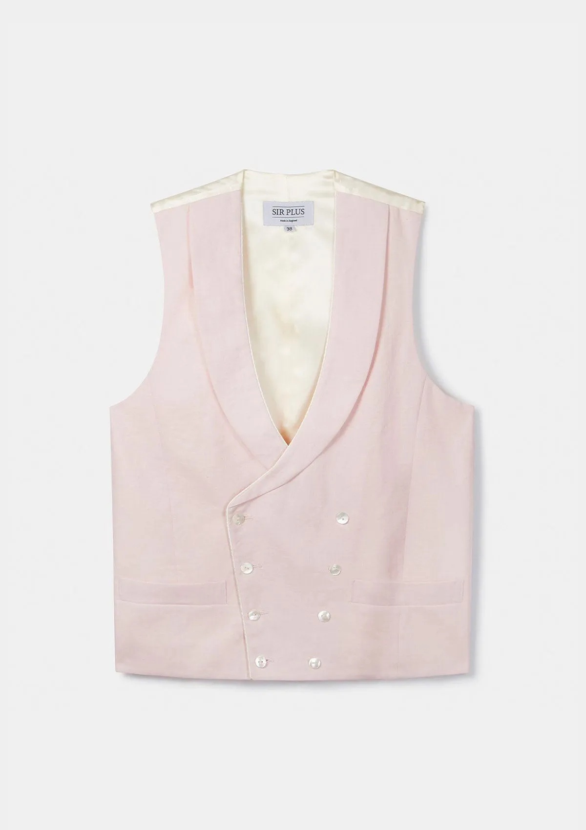 Pale Pink Shawl Lapel Double Breasted Waistcoat